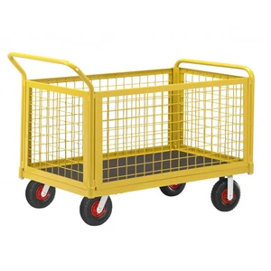 Lagervagn m. plyfaflak  Nätgaller  Luftgummihjul  Vikt: 44 kg  Maxlast: 400 kg