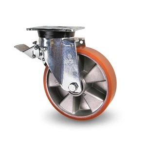 Industrihjul Broms. Aluminium Polyuretanbana. Kullager, Platta