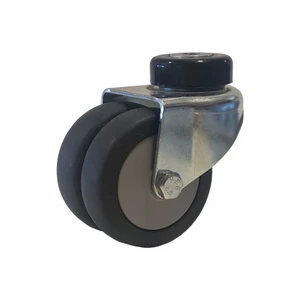 Dubbelhjul Ø75 Grå Termogummi Centrumhål Ø10