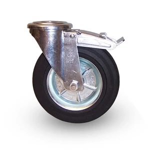 C3 Industrihjul Ø125. Gummibana, Centrumhål - broms