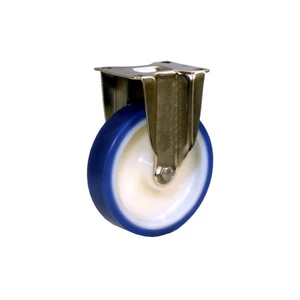 Industrihjul - Blå Polyuretan, ROSTFRITT, Fast